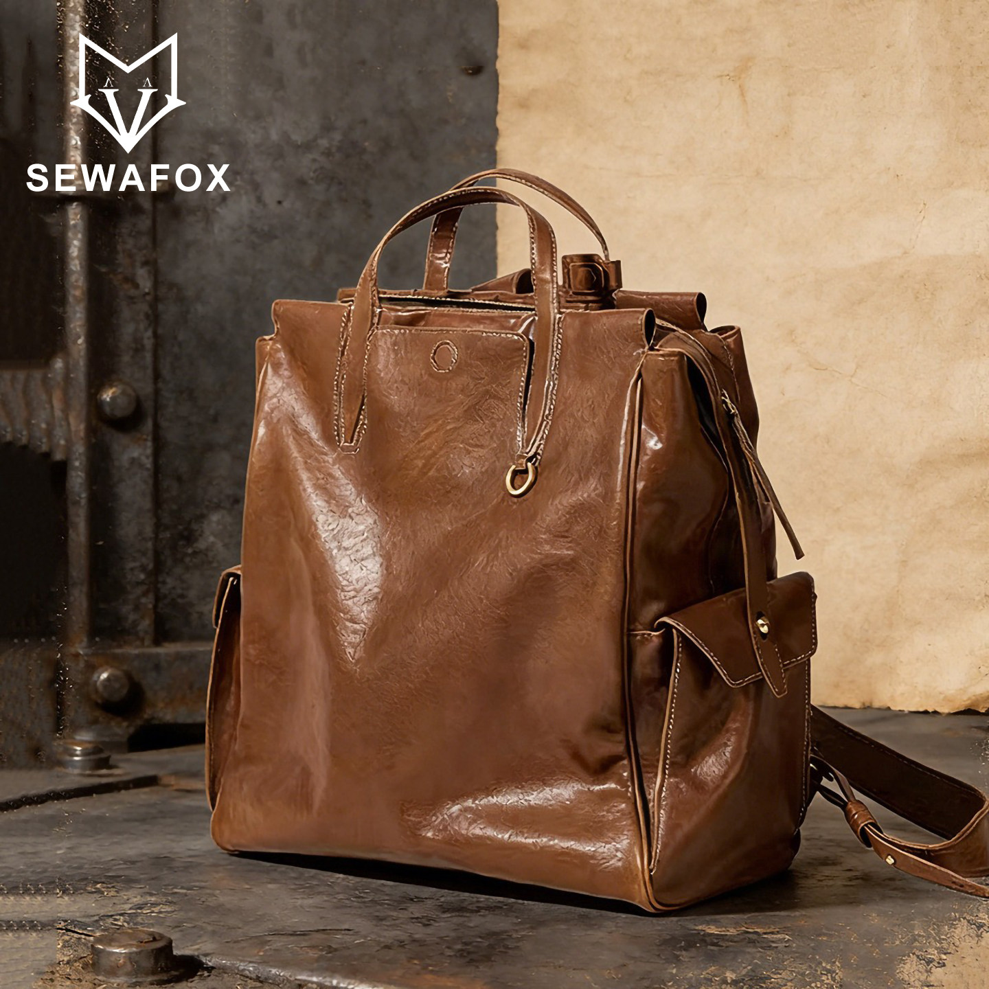 皮质背包男士大容量通勤16寸笔记本电脑包小众高级感书包双肩包男