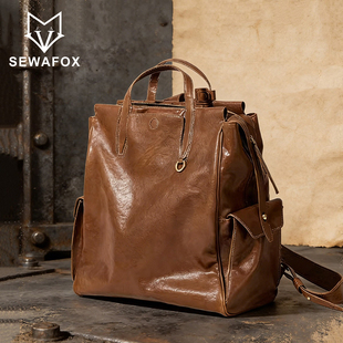 皮质背包男士大容量通勤16寸笔记本电脑包小众高级感书包双肩包男