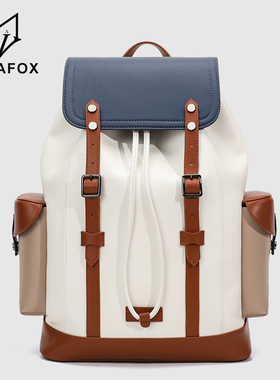 大容量旅行背包通勤男款皮质美式复古电脑书包高级感男士双肩包女