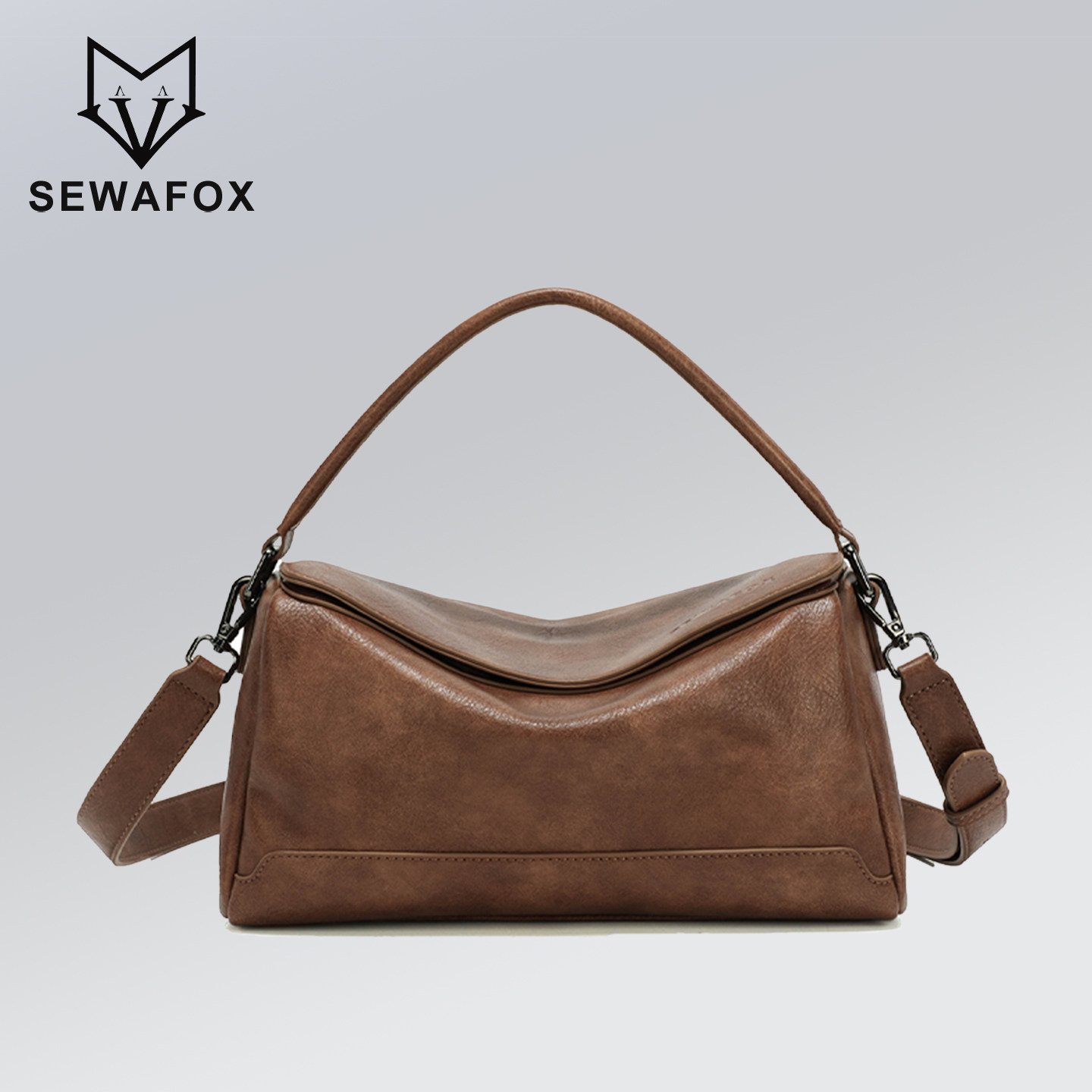 复古简约皮质斜挎包男士休闲百搭单肩包女大容量通勤手提包男款