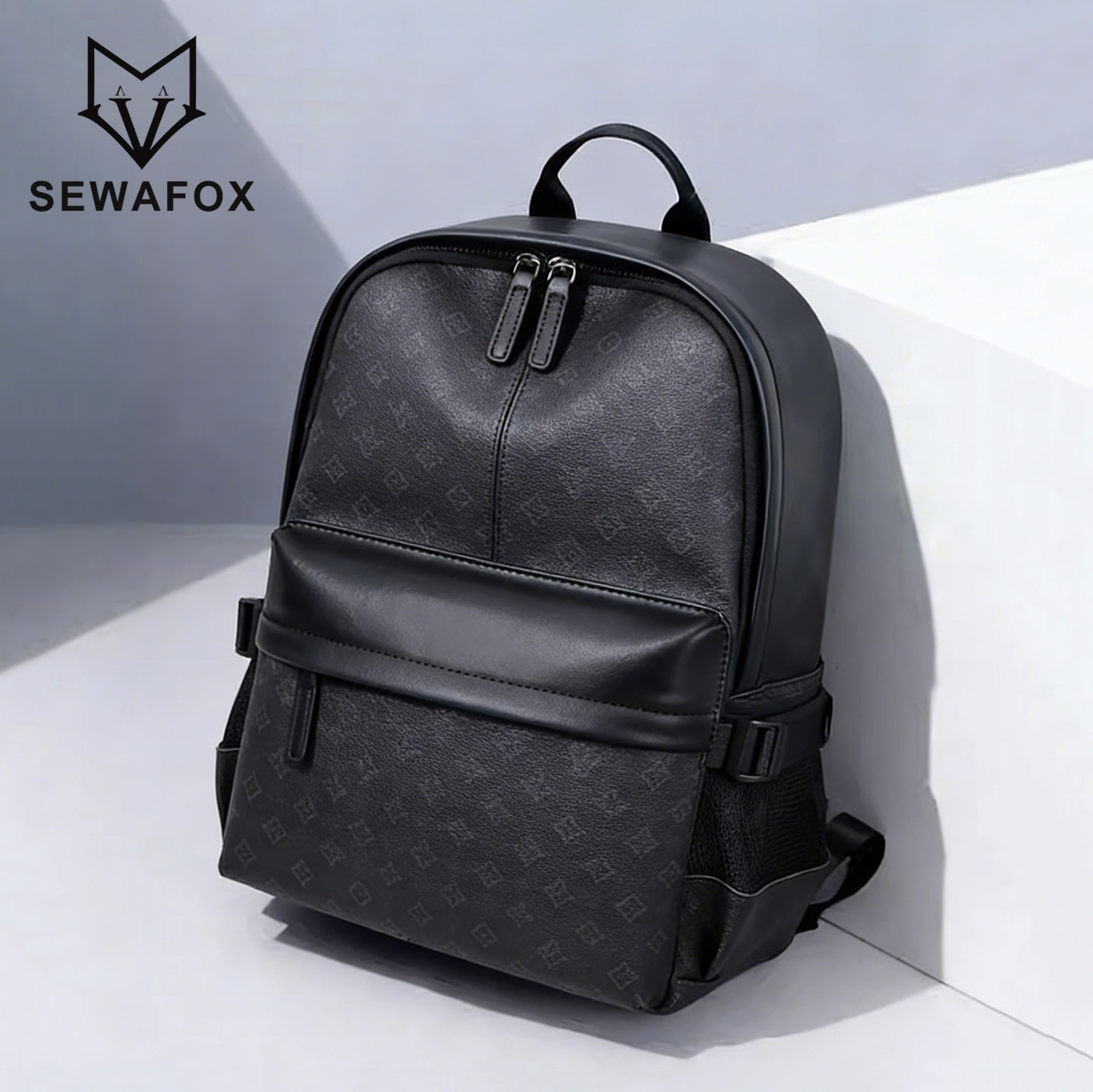 高级感压纹双肩包男士大容量商务休闲电脑包通勤出差旅行书包背包