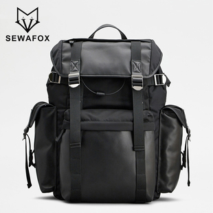 男士背包高端商务出差皮质英伦风旅行新款书包笔记本电脑双肩包男