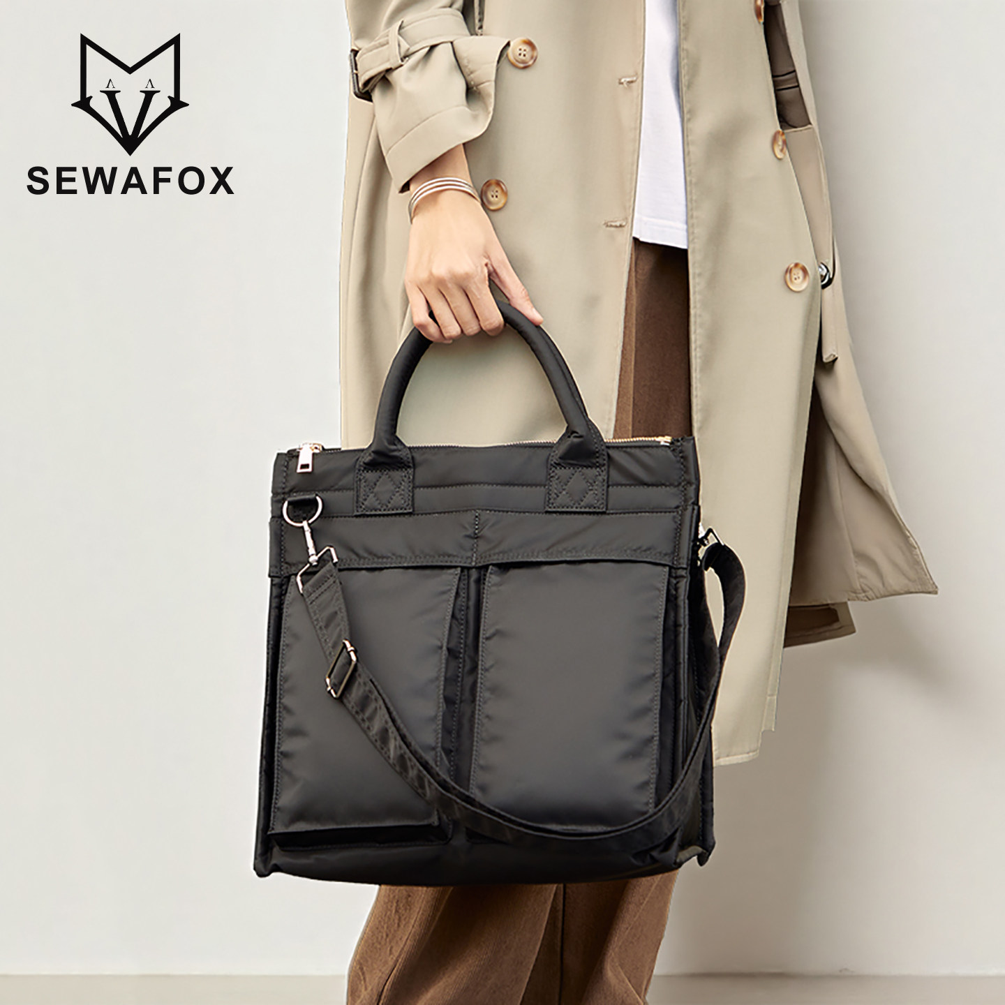 斜挎包大容量男2026新款轻便尼龙手提单肩休闲背包通勤托特包男士