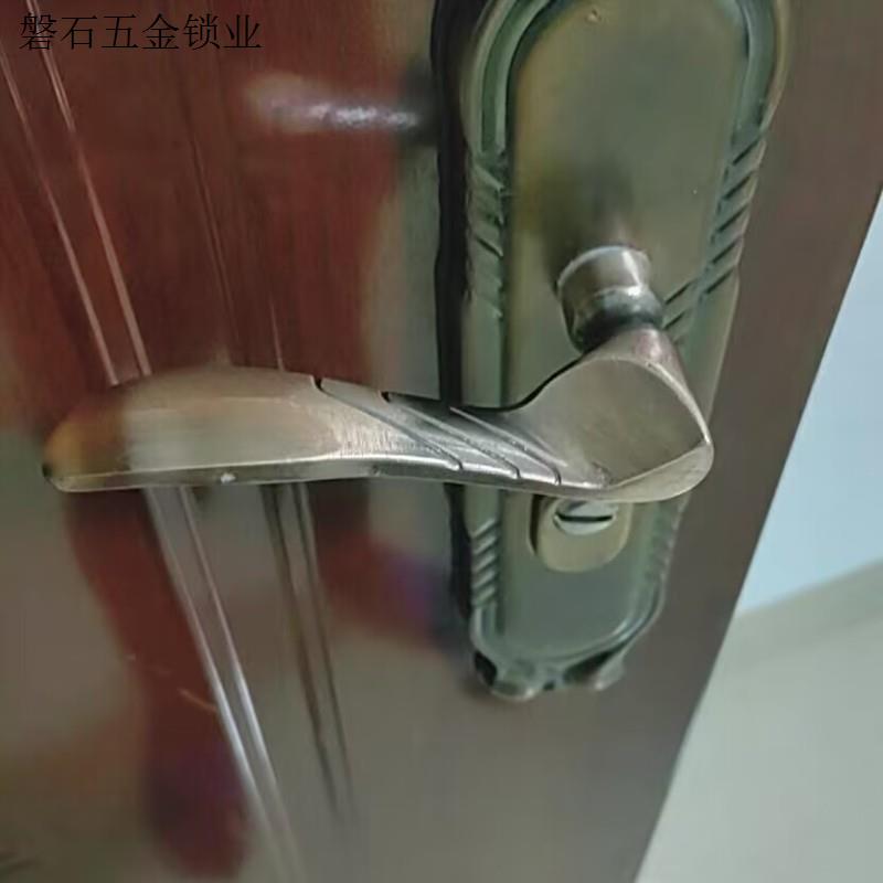 防盗门把手曲线拉手全铝加厚金属手柄替换六角塑料门把大门锁配.