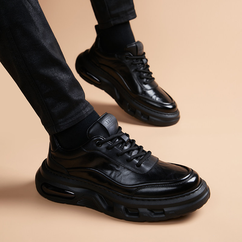 休闲运动皮鞋年轻人男款上班潮流百搭英伦风商务正装头层牛皮鞋