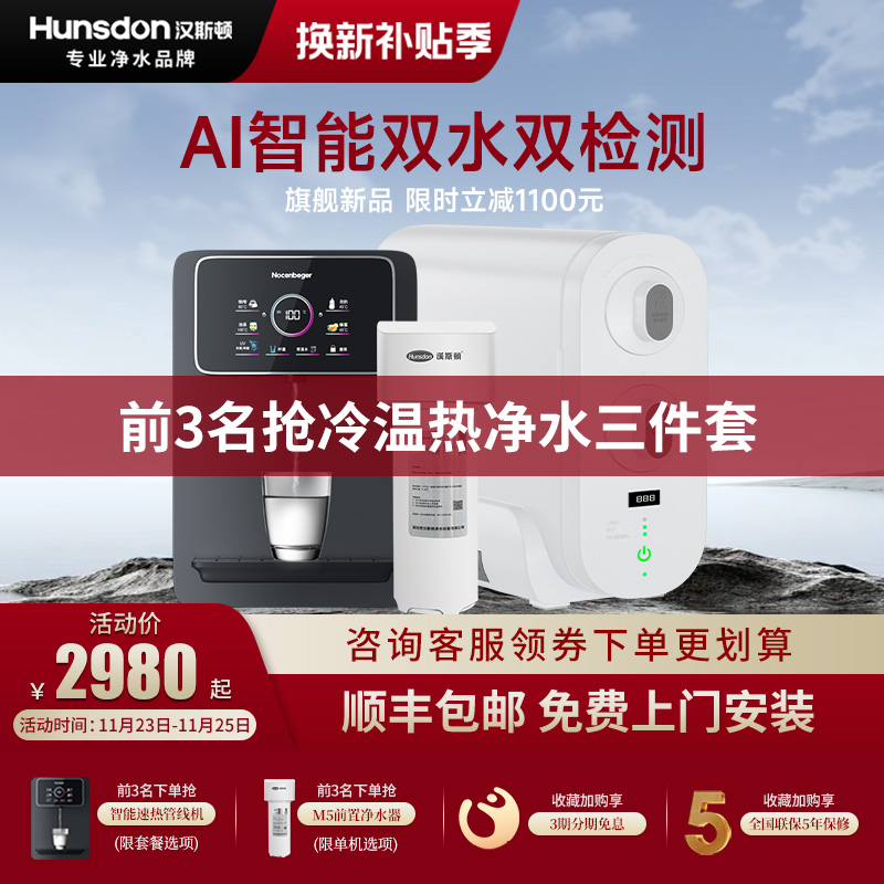 汉斯顿净水器家用直饮自来水过滤器双出水厨房反渗透纯水机C2