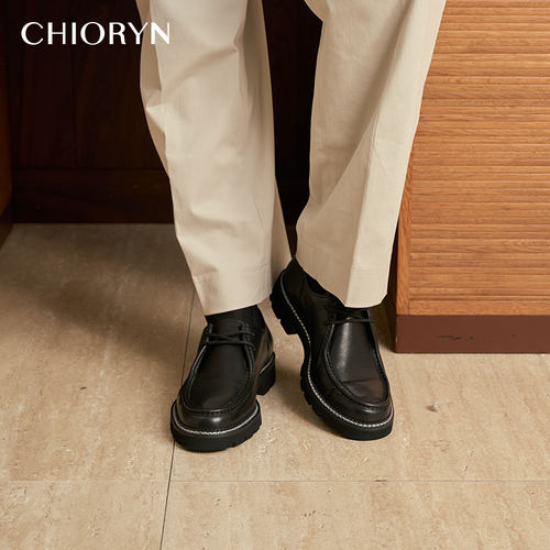 小牛皮增高袋鼠鞋男chioryn青润