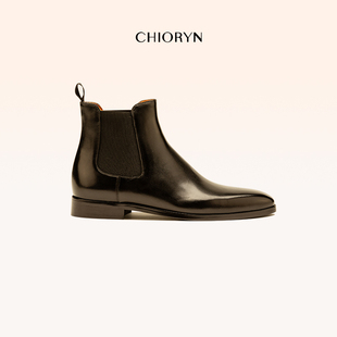 【王浩信同款】chioryn青润切尔西靴子男中帮方头真皮马丁靴皮鞋