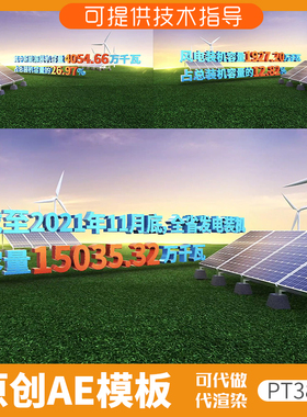 382光伏风力发电数据ae模板太阳能新能源电网绿色环保碳中和增长