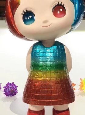 大久保艺术潮玩彩虹小女孩玩具创意摆件礼物雕塑摆件开业礼品新居