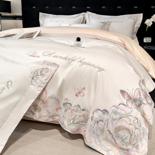 轻奢高级感A类母婴级刺绣全棉四件套100纯棉被套床单床笠床上用品