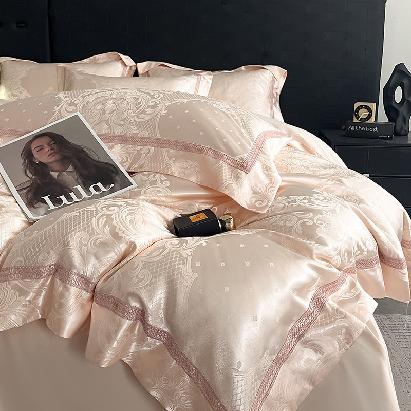 殴式高端200支全棉四件套贡缎提花被套纯棉床单床笠裸睡床上用品4