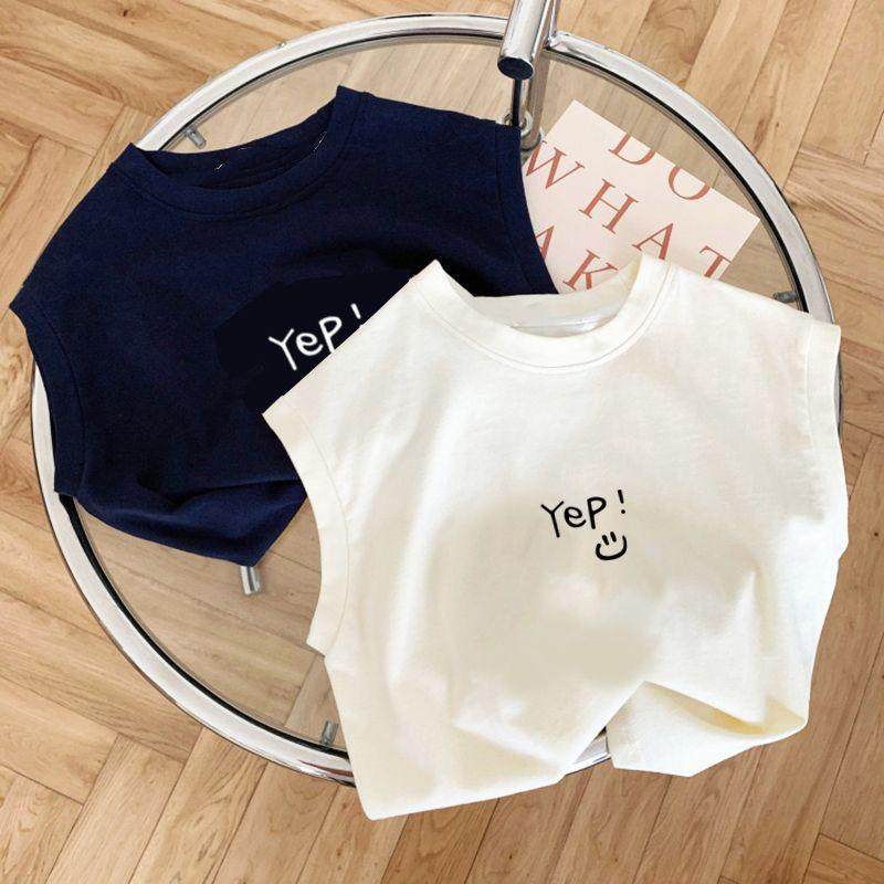 简约中小童纯棉儿童宝宝可爱无袖T恤衫2025男女童背心上衣夏季潮t