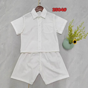 男童夏季 纯棉短袖 上衣2025新款 新款 男孩套装 套装 宝宝夏装 白色衬衫