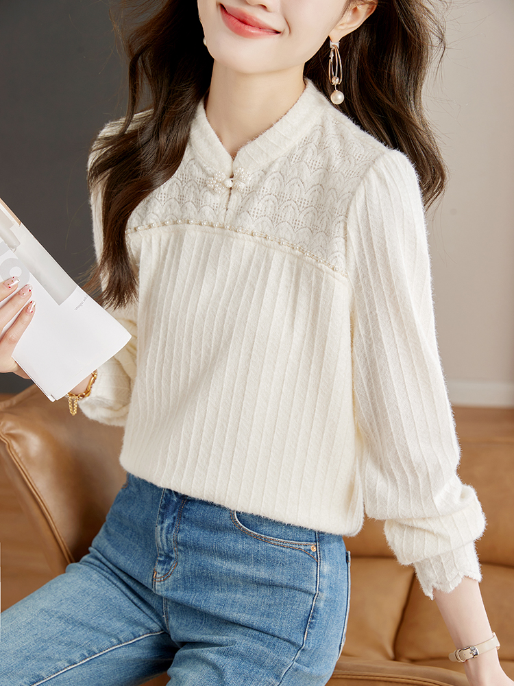 盘扣新中式衬衫蕾丝打底衫