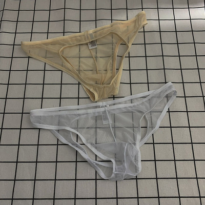 男士双丁内裤超薄柔软透明性感镂空