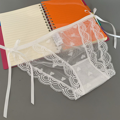 爱心蕾丝网纱内裤女性透明