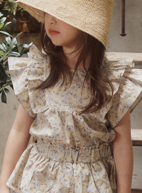 女童可爱衬衫2026夏款草莓珊韩国童装女孩时尚碎花菲边衬衫现货
