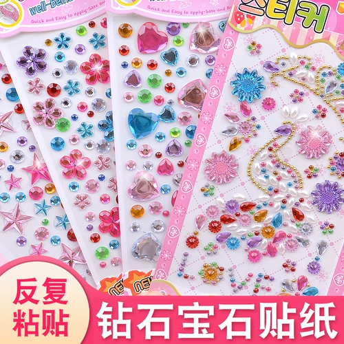 Детская наклейка для принцессы, акриловые трехмерные наклейки, с драгоценным камнем