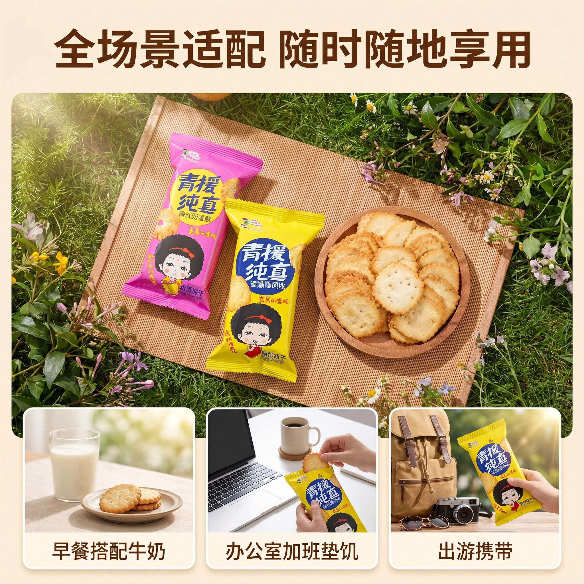曲奇饼椰子味小包装饼干薄片清脆