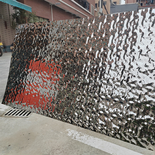 水波纹不锈钢板银色镜面吊顶天花背景墙酒店会所装饰板金属波浪板