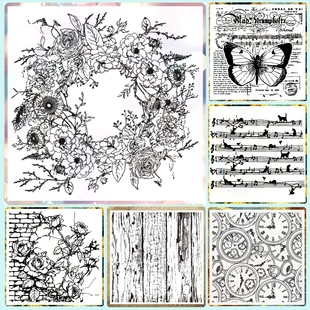 复古方形大号透明硅胶印章整版背景scrapbook手账帐本JunkJournal