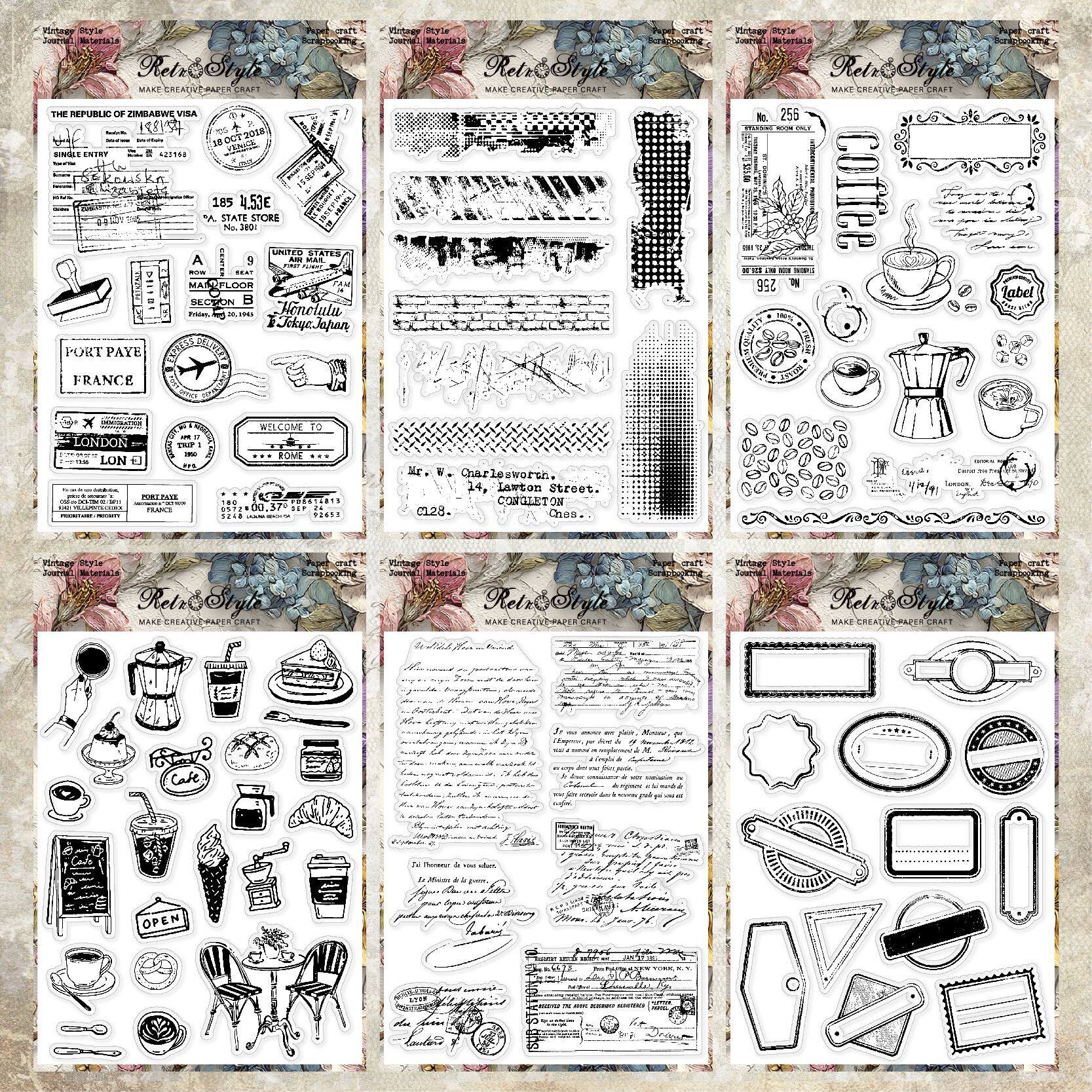 复古大号透明硅胶橡皮手帐印章JunkJournal艺术垃圾scrapbook素材
