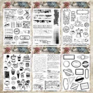 复古大号透明硅胶橡皮手帐印章JunkJournal艺术垃圾scrapbook素材