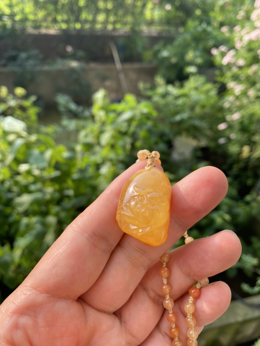 CC新品天然波罗的海蜜蜡莲花荷花挂件男女情侣项链搭配小众