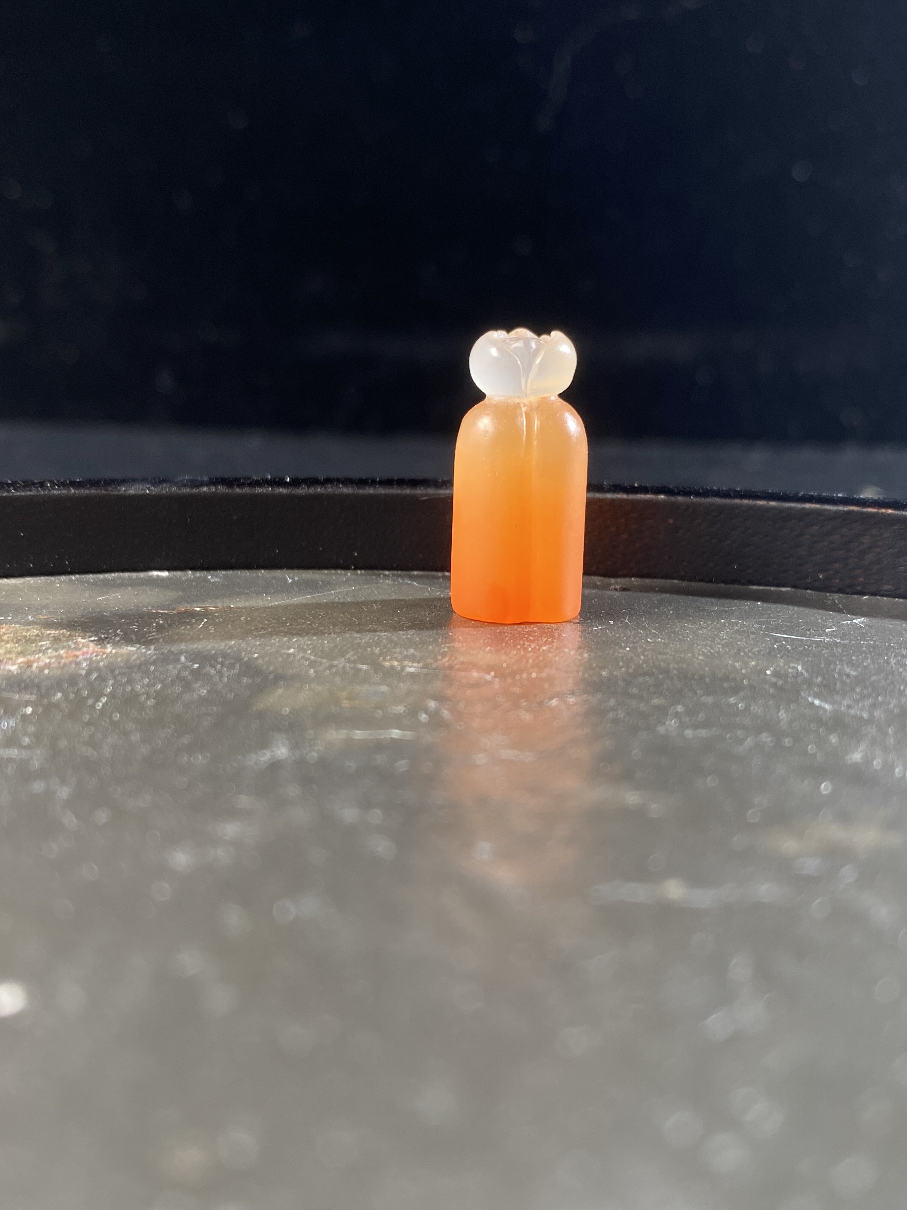 CC雕刻天然南红冰飘俏色荷花印章挂件原创设计手工立体精雕小众