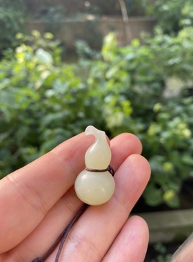 手工雕刻玉石黄口葫芦情侣