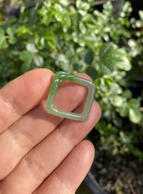 CC新款扳指其他和田玉碧玉竹叶方型戒指男女指环吊坠挂件项链小众