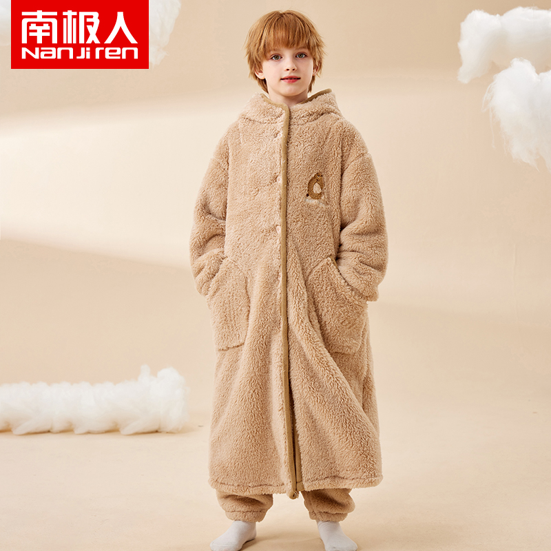 南极人儿童法兰绒睡袍