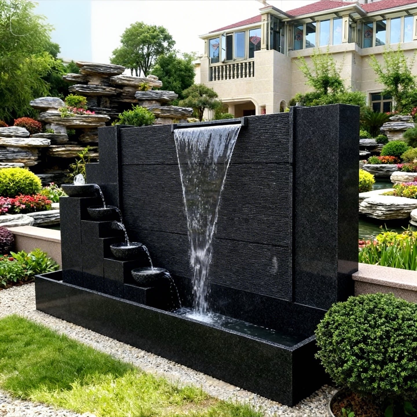 别墅庭院户外石材流水喷泉鱼池造景露台风水缸欧式招财摆件定制