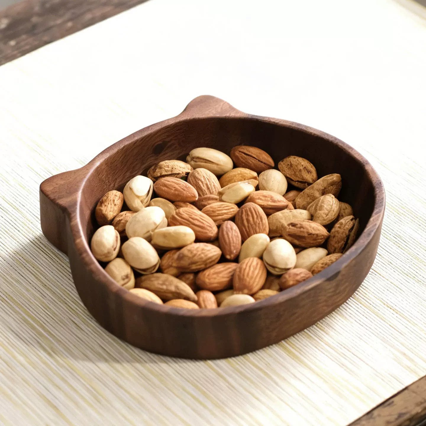 可爱龙猫实木餐托盘乌檀南美胡桃果盆/果盘/果篮
