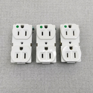 原产美国PS带绿点美标电源插座纯铜铁底座心打有MADE IN USA印字