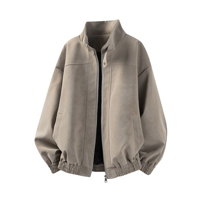 Men's casual plus size stand up collar jacket 麂皮绒立领夹克