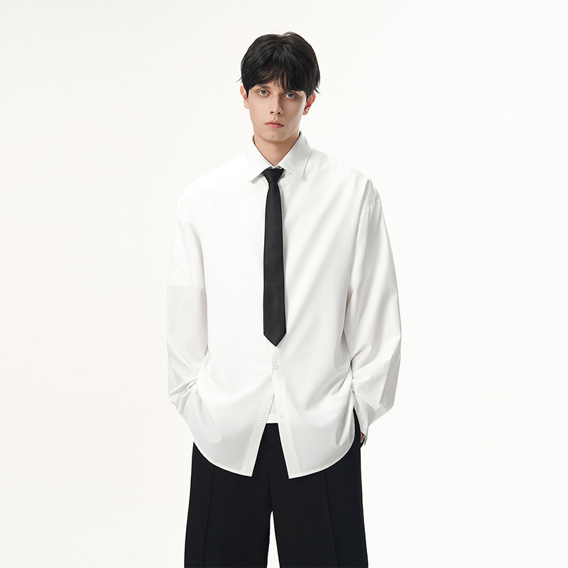 Men's casual long sleeved shirt男士欧美纯色大码休闲长袖衬衫