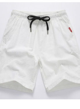 Cotton and linen solid lace up shorts 棉麻纯色系带运动短裤
