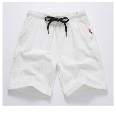Cotton and linen solid lace up shorts 棉麻纯色系带运动短裤