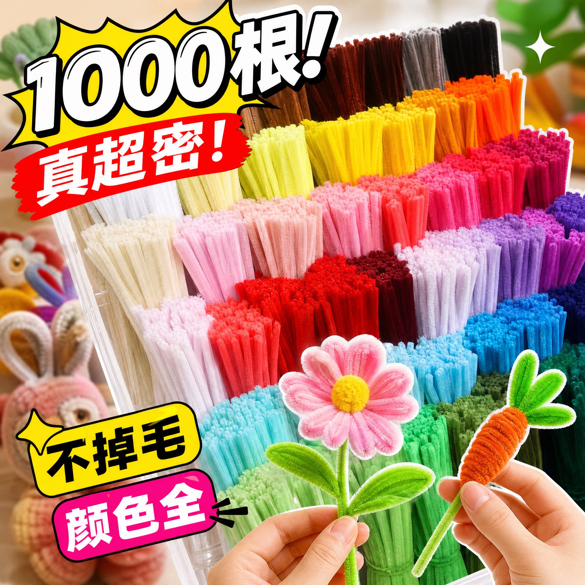 1000根特密扭扭棒毛根手工diy图片