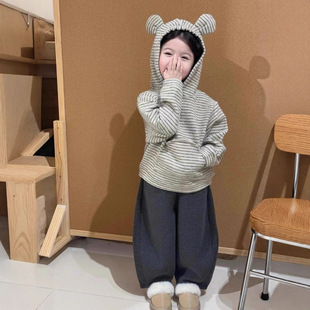 儿童深秋厚套装25新款韩版通纹卫衣中小童休闲镰刀裤两件套JS