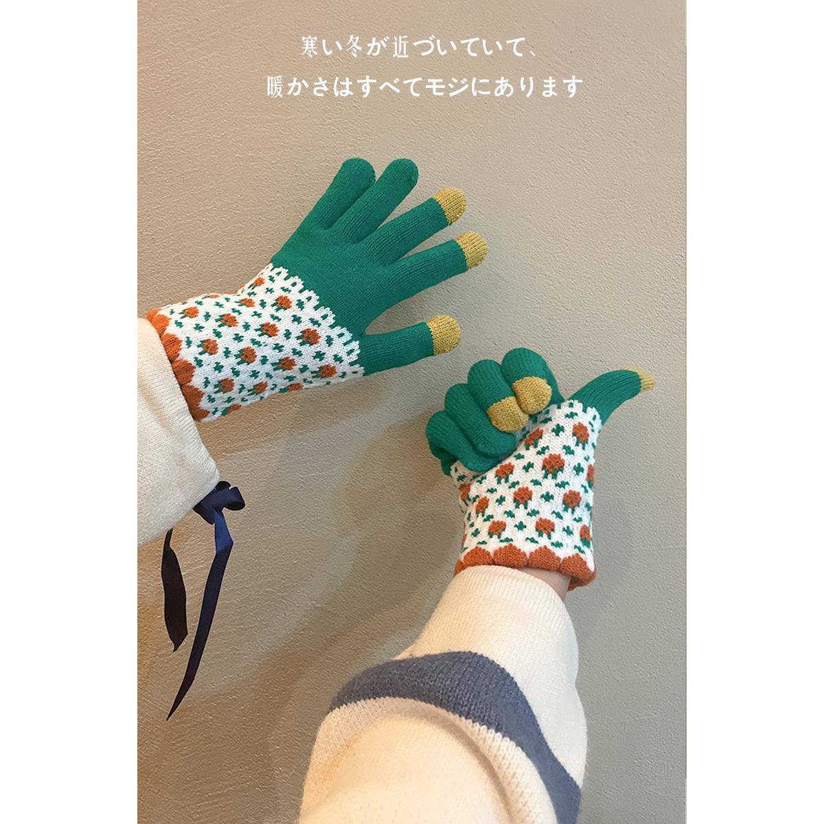 一对羊毛手套冬季女性自行车可爱的K-Style学生在日本风格温暖的