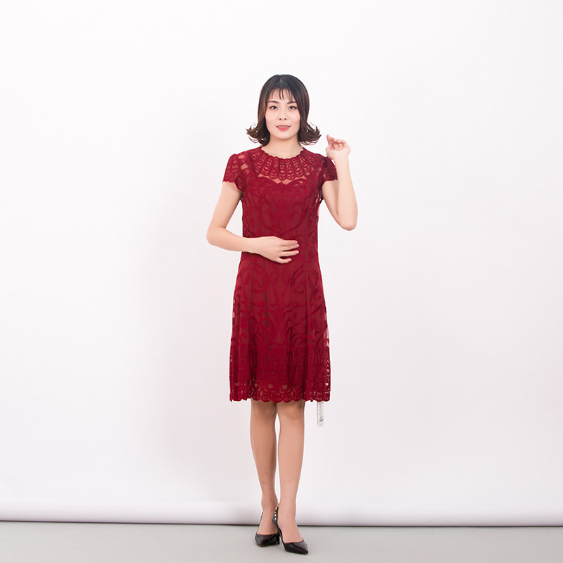 honrn/红人专柜正品夏季女装圆领x型连衣裙商场同款hd22ol602