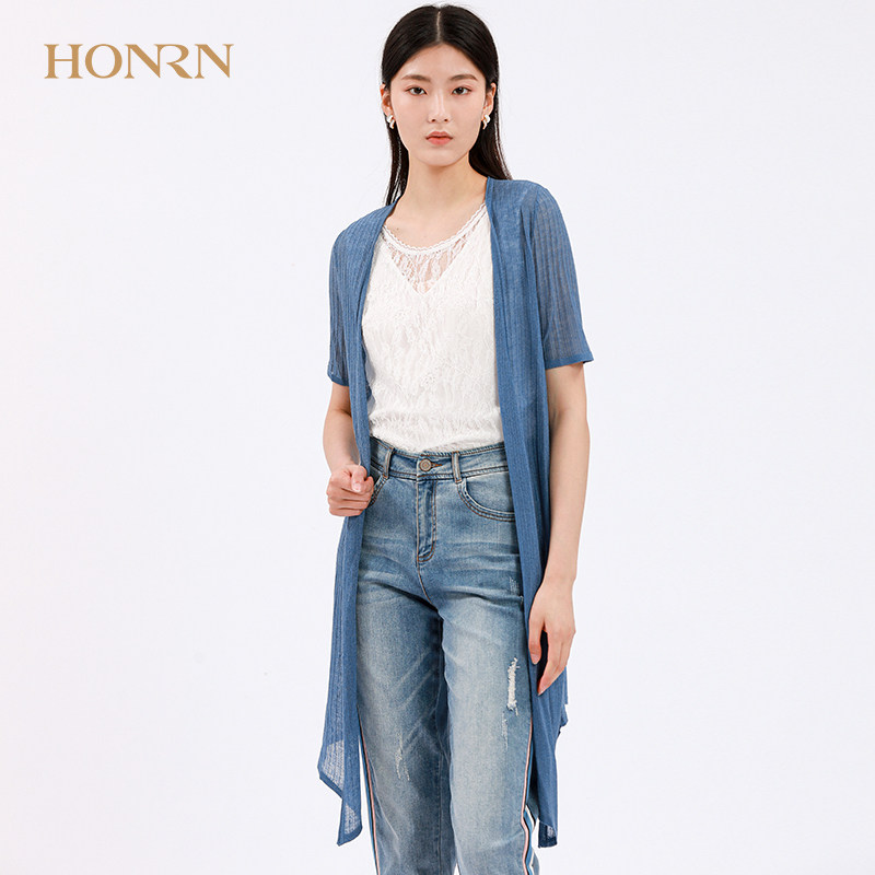 honrn/红人专柜正品夏季女装短袖开衫针织衫商场同款he22om530