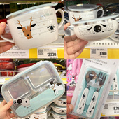 韩国宝宝餐具套装 儿童分格盘学生不锈钢汤碗杯子叉子勺子隔热防烫