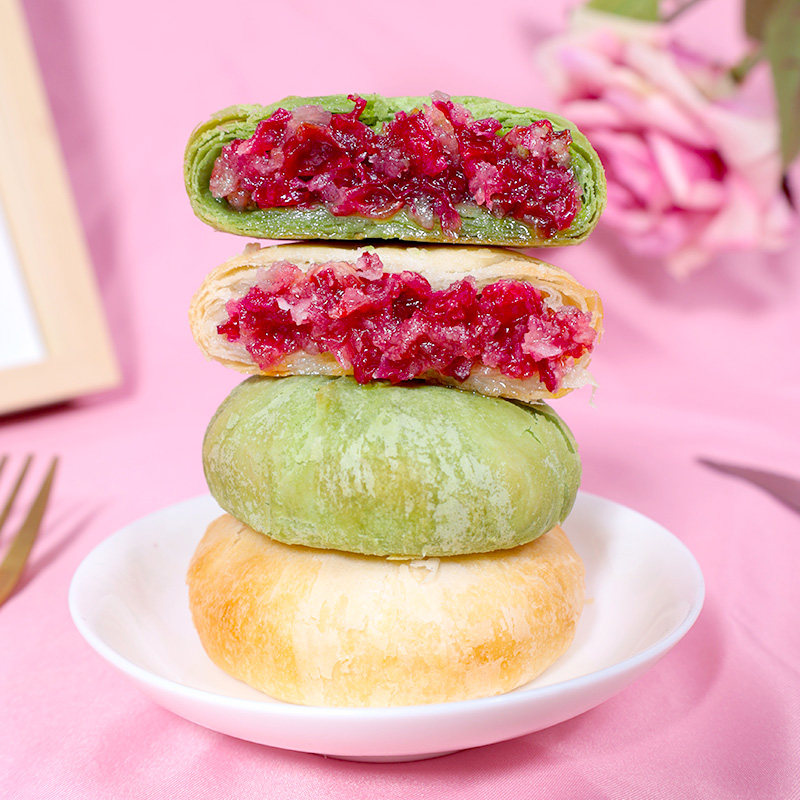 傣乡园鲜花饼综合口味900克原味紫薯抹茶云南特产多口味回头如潮