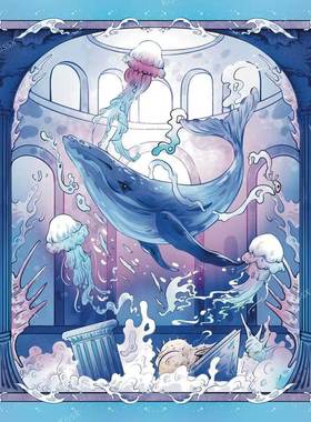 深海蓝鲸绒桌布70CM丽丝绒塔罗牌神谕卡绒桌布