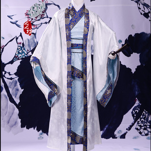 七七坊男士汉服全套华服秦汉朝提花古代公子大氅双绕曲裾袍非古装