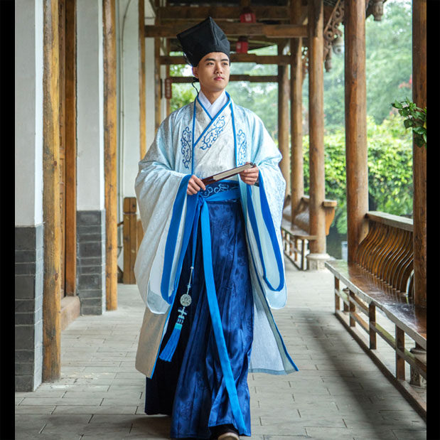 七七坊男士汉服全套传统正规汉服中国风提花大氅刺绣花交领襦裙
